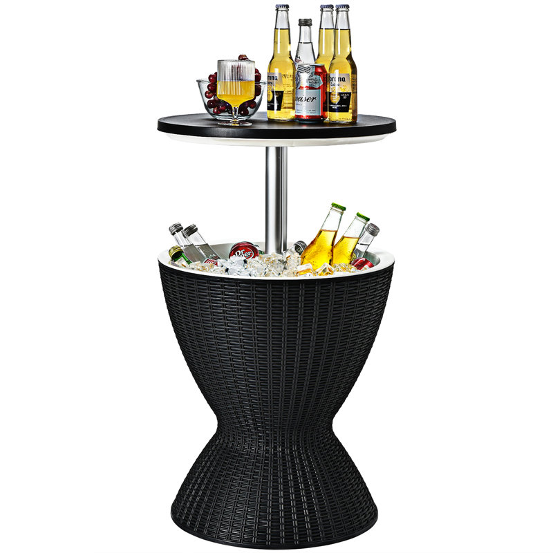 Table de bar d'extérieur en plastique avec plateau de table extensible Kaeto, Noir