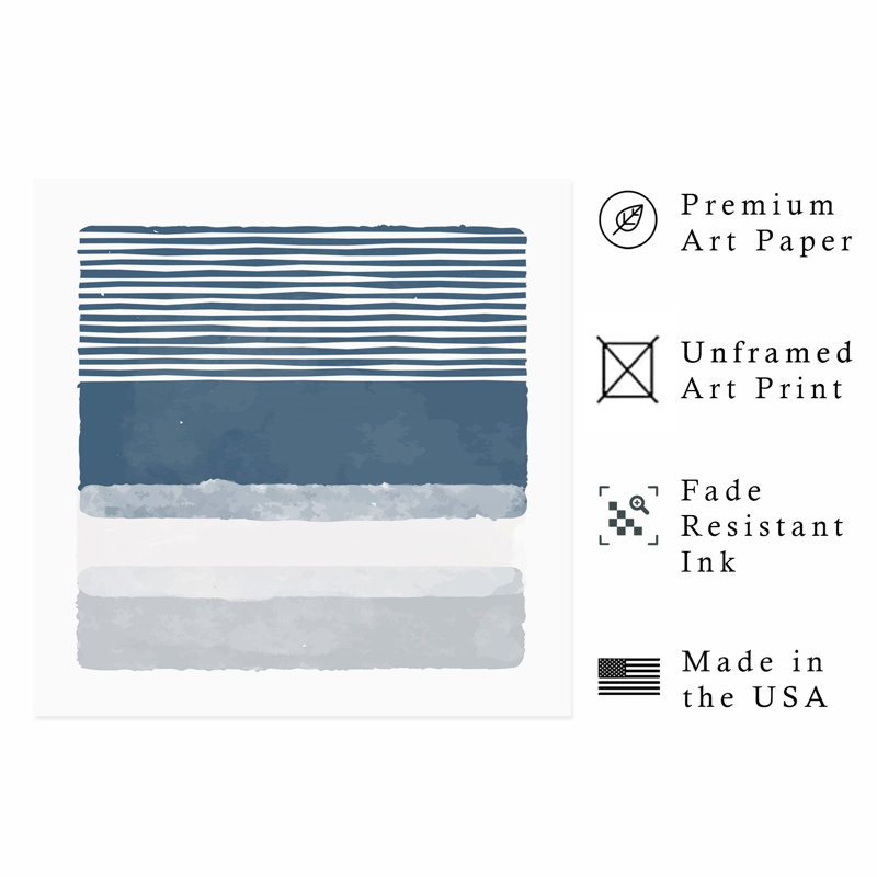 «Abstract Blue Shapes», reproduction d'art moderne sans cadre Mid-Century, H 10 po x l 10 po