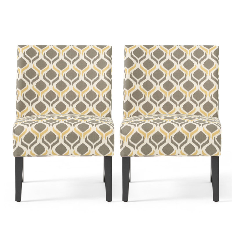 Yokota Upholstered Slipper Chair, Yellow/Gray Polyester Blend