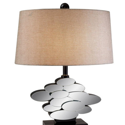 Lampe de table haute en polyrésine de 25,5 po avec finition bronze et détails en verre
