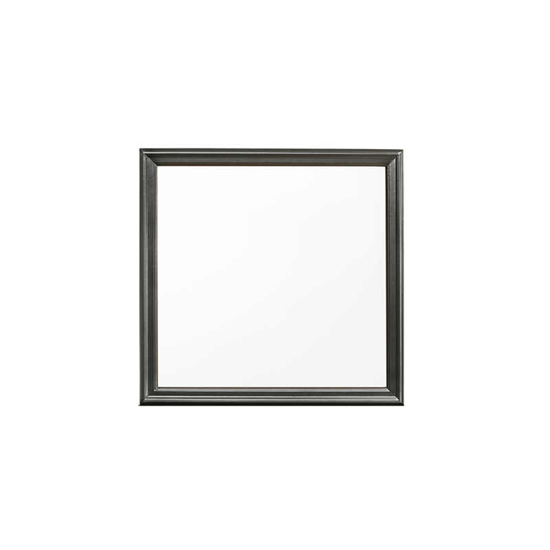 Mayodan Wood Flat Wall Mirror, Gray