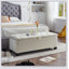 Grand banc rectangulaire rembourré avec rangement en tissu Fashion