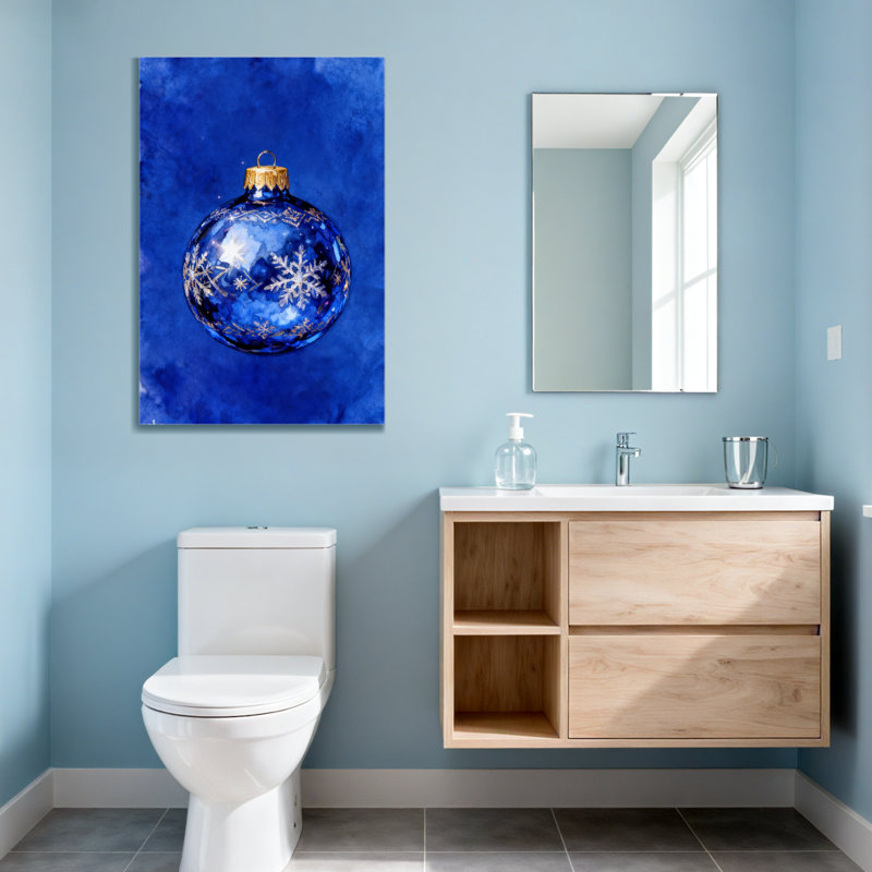 Ornement de Noël bleu avec motif de flocon de neige, H 40 po x l 28 po