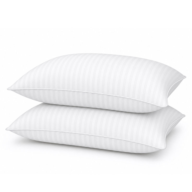 Oreillers en fibre de satin de qualité supérieure à rayures, oreiller en duvet respirant à support ferme , King