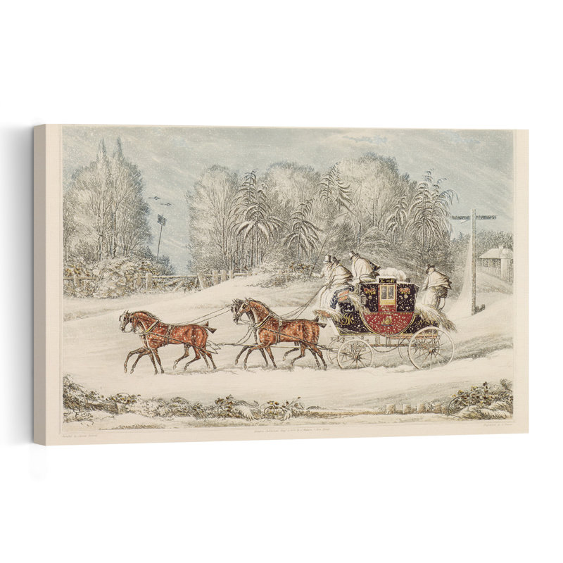 «The Mail Coach In A Storm Of Snow», 1825, abstrait, cheval contemporain, paysage, impression d'art mural, H 24 po x l 36 po