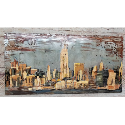 Impressionniste impressionniste, peinture murale 3D de New York sur toile métallique