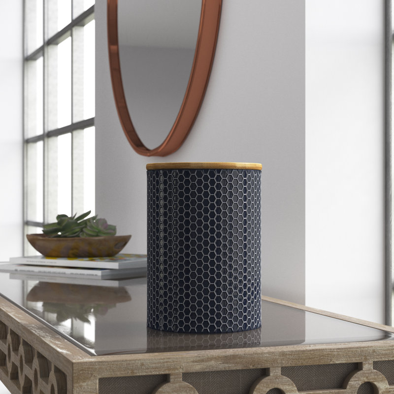 Pot de cuisine en céramique Honeycomb, H 7,75 po x l 5 po x P 5 po, Marine