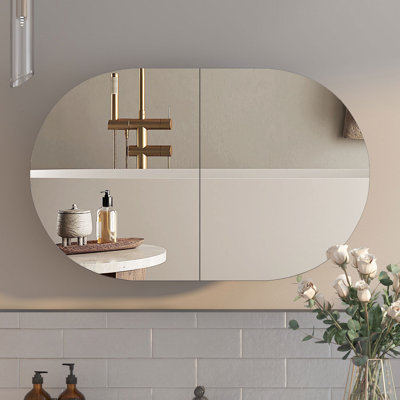 Soini 960mm W 600mm H Frameless Medicine Cabinet Mirror Fixed