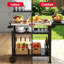 3-Tier Stainless Steel Grill Cart - 40" Outdoor Pizza Oven Stand with Wheels, Mobile Grill Part for BBQ & Food Prep-122000804