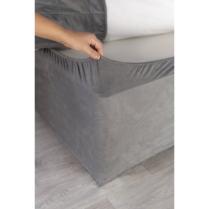 Faux suede Base wrap valance, Double (4'6), Charcoal