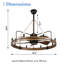 Ventilateur de plafond de style rustique en roue de chariot 36 "avec lumière et télécommande 8 lumières 6 vitesses avec ventilateur CC pour salon  
