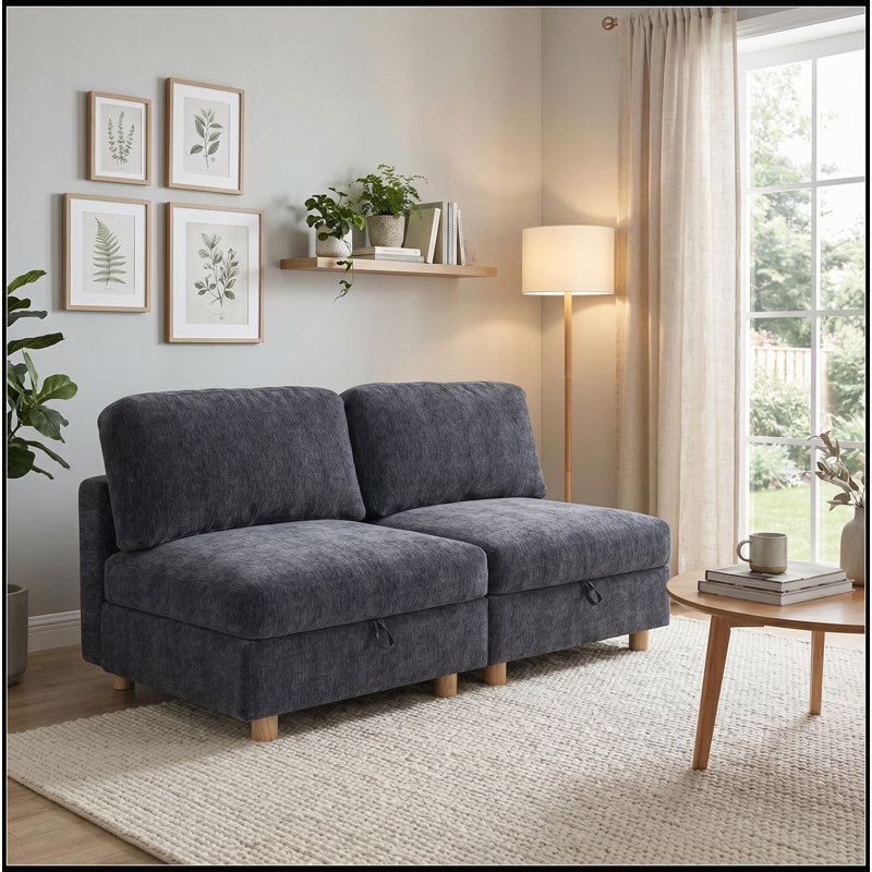 Canapé modulaire modulaire avec rangement, canapé convertible et multifonctionnel en tissu pliable pour aménager des pièces flexibles (gris)