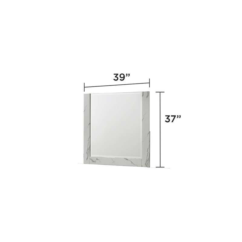 Mist Mirror White  – Two-Tone High-Gloss Marble & Lacquer Frame With Oversized Reflective Surface(INCLUDES MIRROR ONLY)