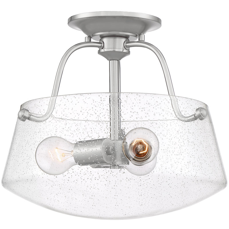 Plafonnier semi-encastré 3 lumières 14,5 po Claribel, Nickel brossé