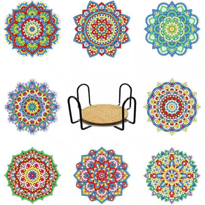 Acrylic Round 8 Piece Coaster Set With Holder
