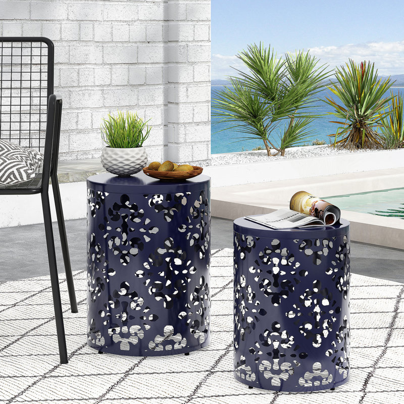 Metal S/2 End Table, Navy Blue