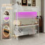 Lit superposé en métal avec bureau intégré et éclairage à DEL - conception loft peu encombrante pour les enfants et les adolescents, structure robuste, assemblage facile, parfait pour les chambres à coucher et les dortoirs-404263020