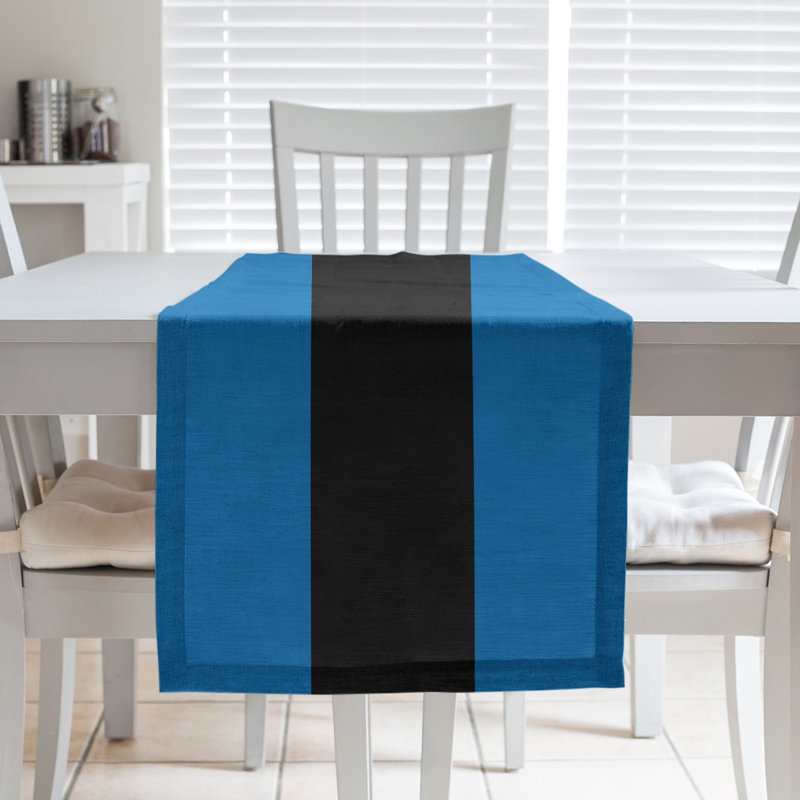 Chemin de table basket New York, L 90 po x l 16 po, Bleu / noir / bleu, Polyester sergé