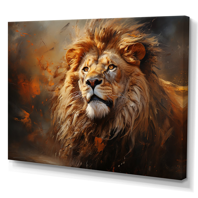 Shimmering Golden Lion Reflections sur impression sur toile, Toile tendue, H 24 po x l 32 po x P 1 po