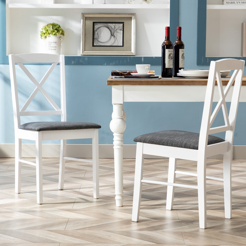 Chaise d'appoint rembourrée en bois massif avec dossier en X de H 18,2 po Hendrix