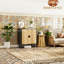 Buffet, armoire buffet avec 2 portes et tablettes en rotin