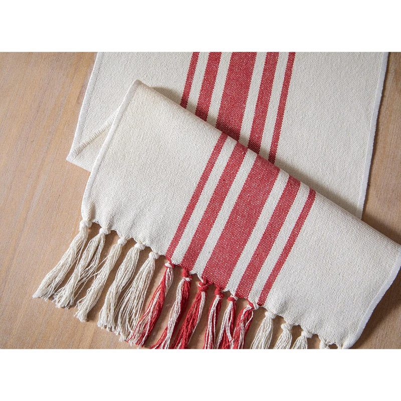 Chemin de table Molique, 60 po x 13 po, Beige / Rouge