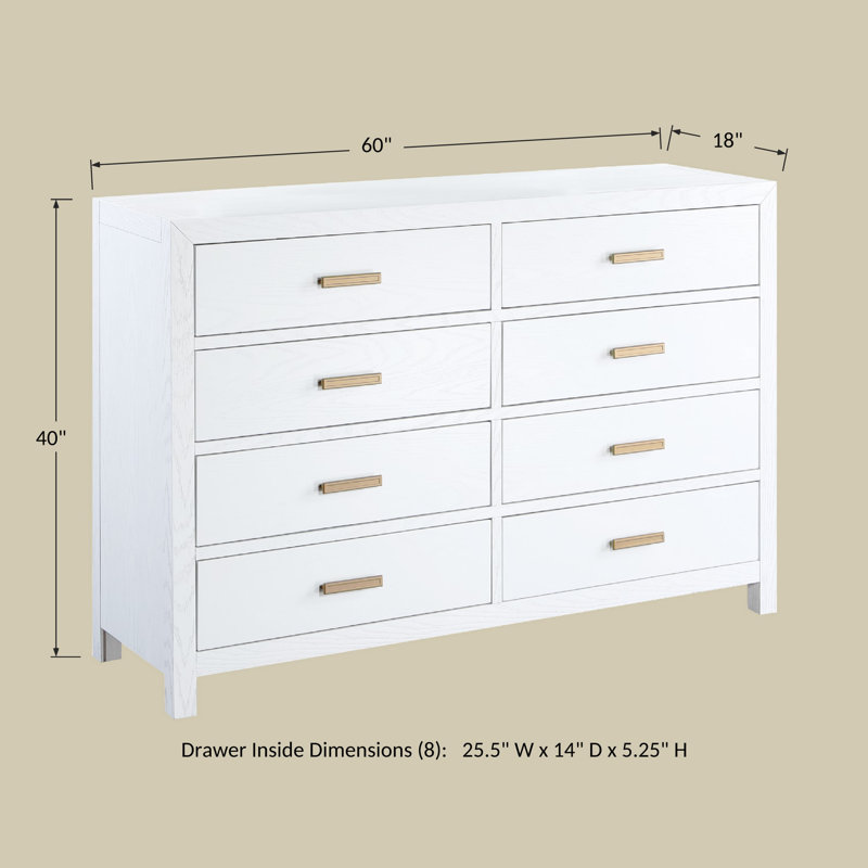 Asdrbal 60'' W 8 - Drawer Dresser, White