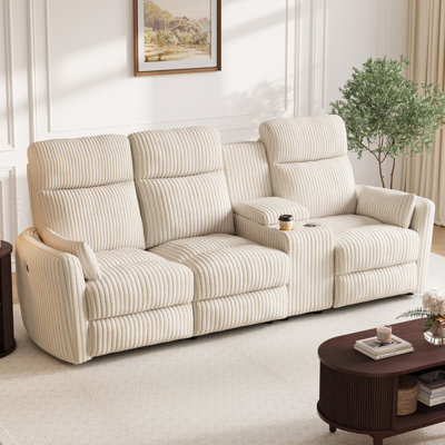 Sherry 90'' Manual Reclining Sofa with with Storage Console, Flip-Down Foldable Center, Charging & Cup Holders