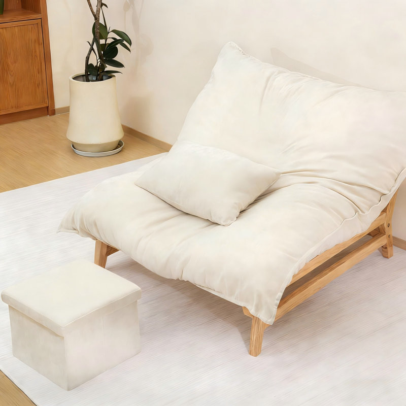 Chaise longue surdimensionnée rembourrée, Crème