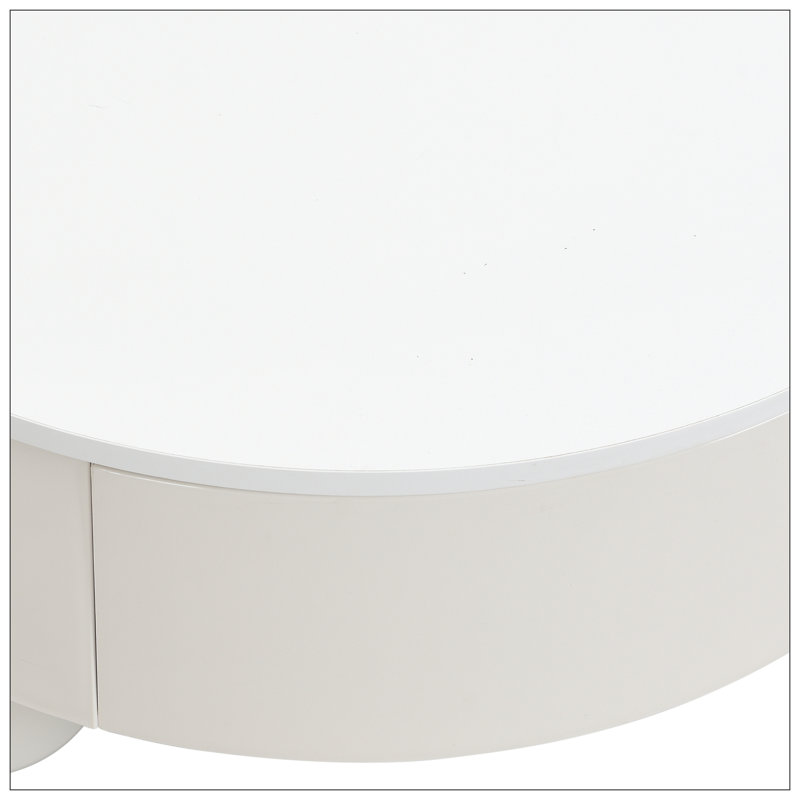 Table basse de salon, Plateau blanc / base blanc cassé