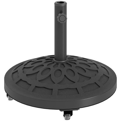 Round Patio Umbrella Base with Wheels, 46lbs Resin Umbrella Stand