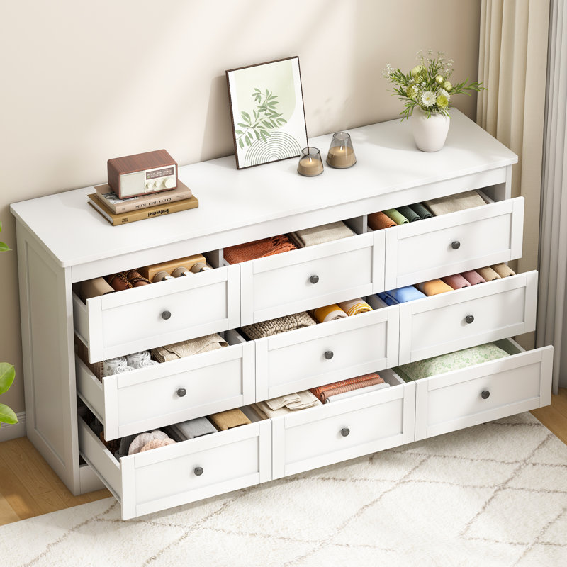 Meruin 59'' W 9 - Drawer Dresser, White