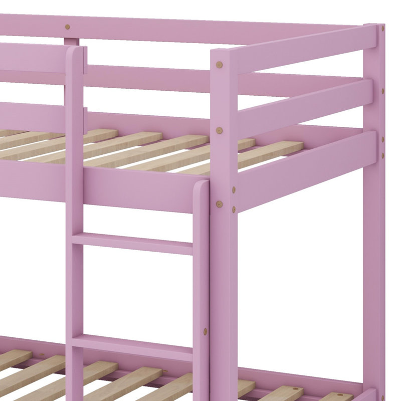 Lit superposé en bois massif avec échelle, Rose