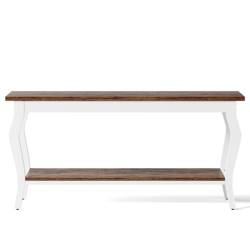 Console rétro de 70,9 po de style français avec canapé très long et 2 tablettes