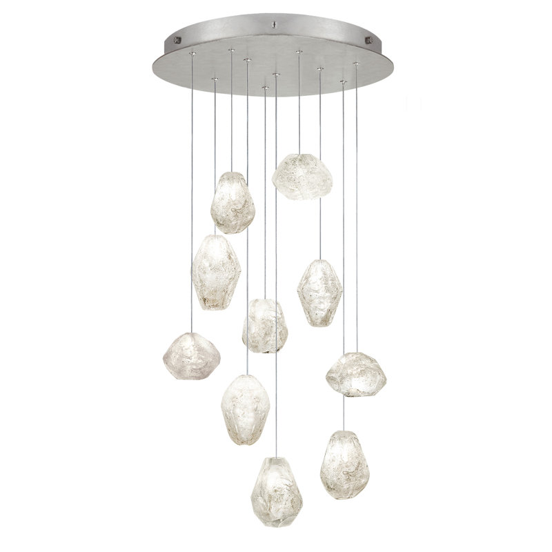 Luminaire suspendu rond 22 po Natural Inspirations, Argent / quartz transparent, 4.5" H x 22" W x 22" D, 10