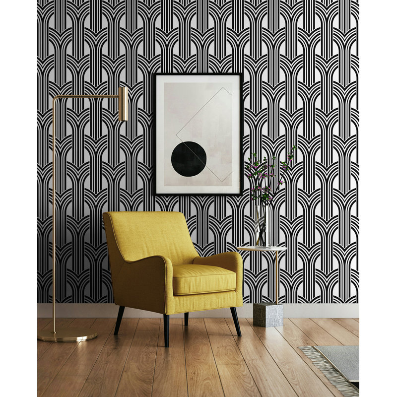 Papier peint adhésif Mercer41 Onyx, Noir; blanc