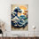 Affiche imprimée sur toile: The Great Wave Art, Living Room Decor, 1P BlackFramedCanves