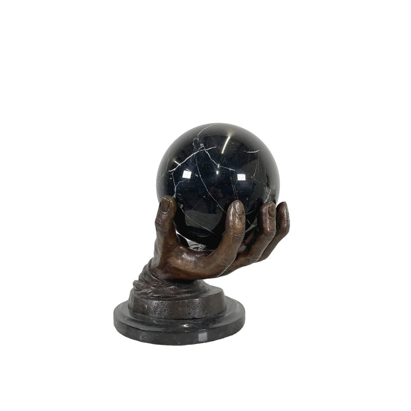 Bronze Hand Holding Marble Ball Sculpture