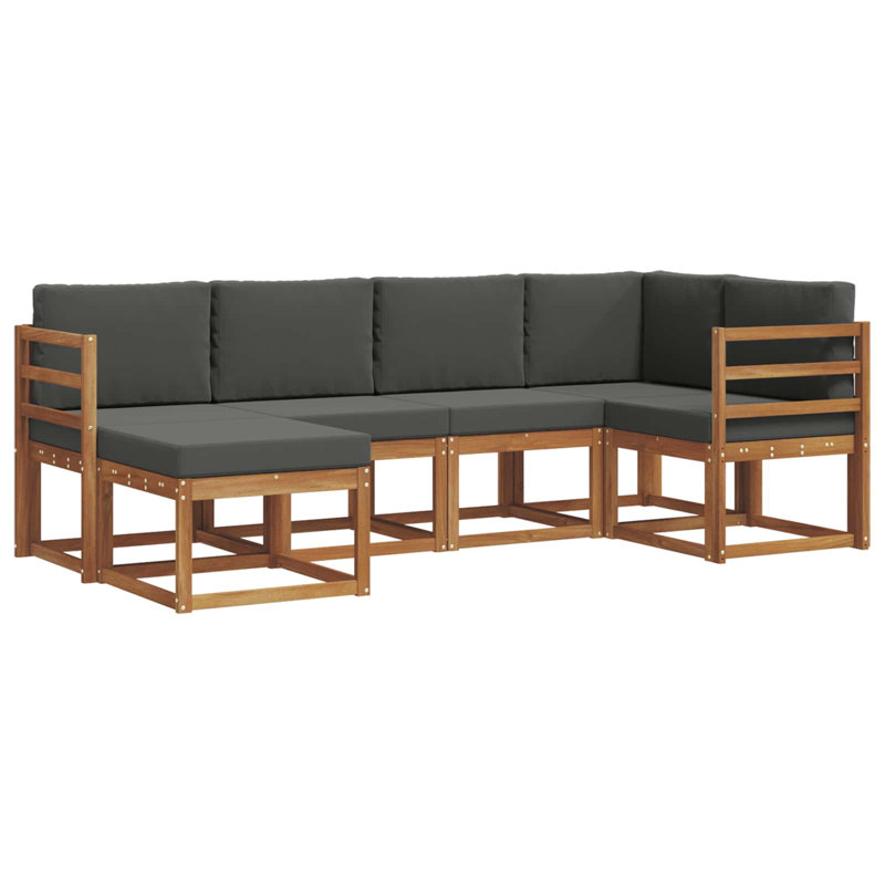 Ensemble de canapés d'extérieur avec coussins vidaXL 6 pièces naturel et anthracite