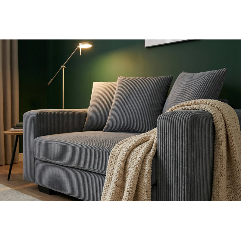 Corduroy Modular Sofa Chair Single Armchair With Armrests, Dark Gray
