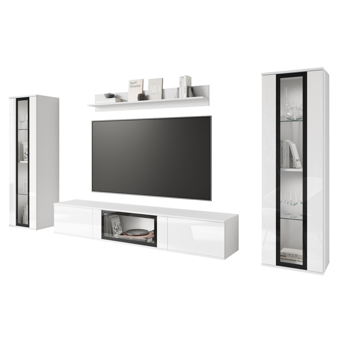 Faro Wall Unit In White/Gloss White, With Led Lighting