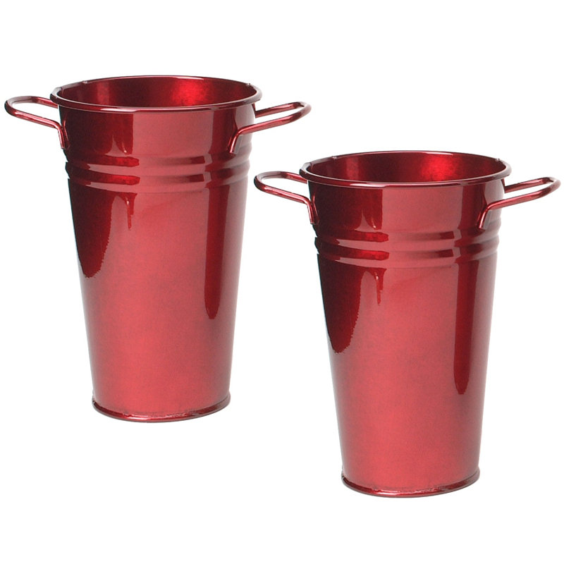 Pot de fleurs en acier galvanisé, H 9,5 po x l 6 po x P 6 po, Pomme glacée