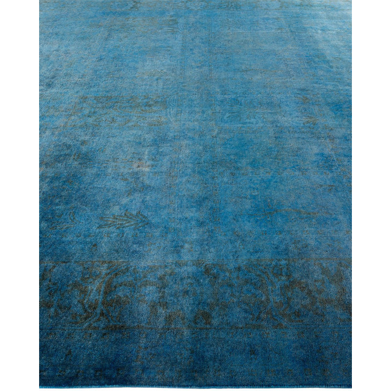 Yelaina One-of-a-Kind 9' X 12' New Age Wool Area Rug Blue