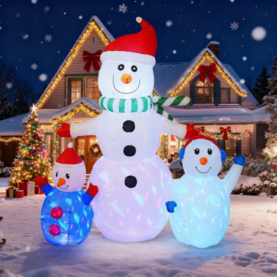 Christmas Inflatable Snowman 6FT With Rotating LED Lights, Outdoor Blow Up Snowman Decor Waterproof For Yard Garden Lawn Xmas Holiday