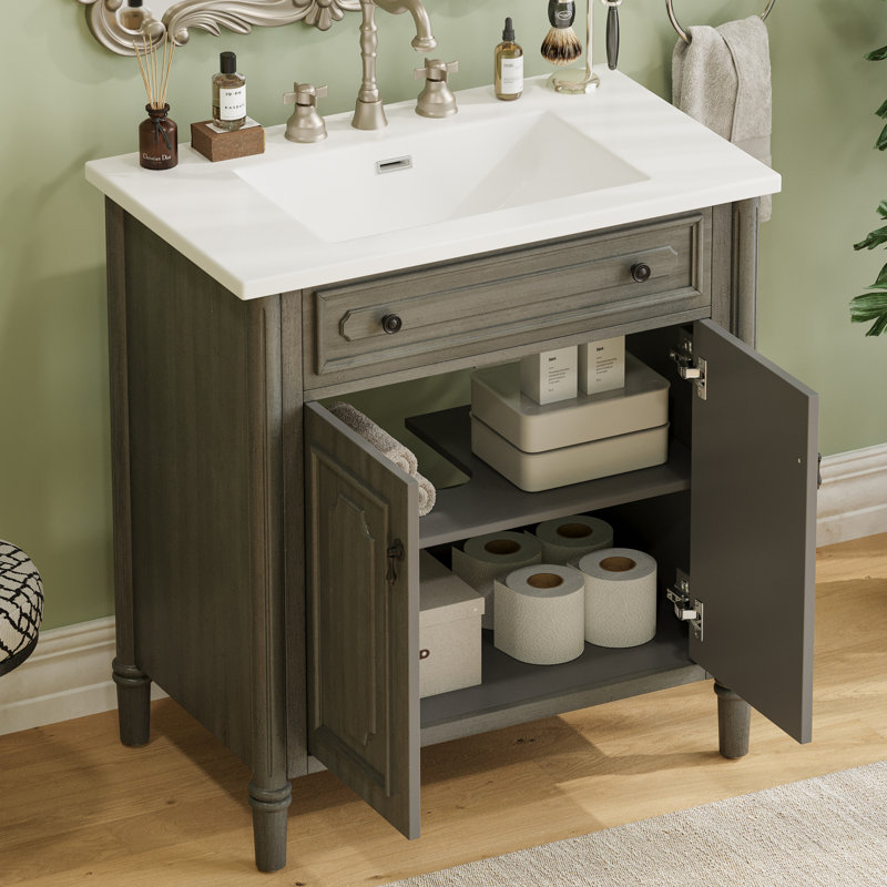 Meuble-lavabo 31 po avec lavabo, Gris
