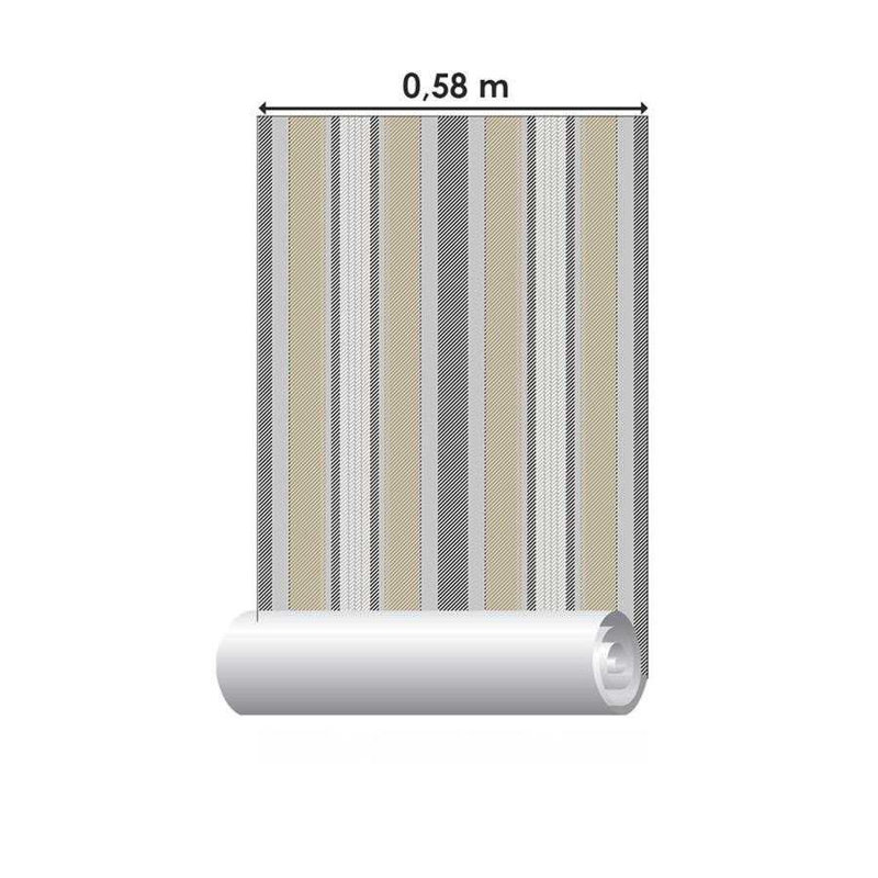 Rouleau de papier peint adhésif Henrieville, Crème / gris, L 126 po x l 24 po