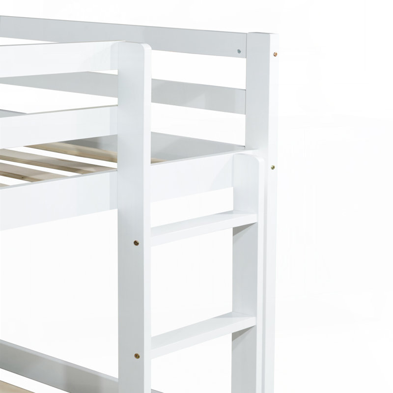 Lit superposé simple au-dessus d'un lit simple avec échelle, Blanc