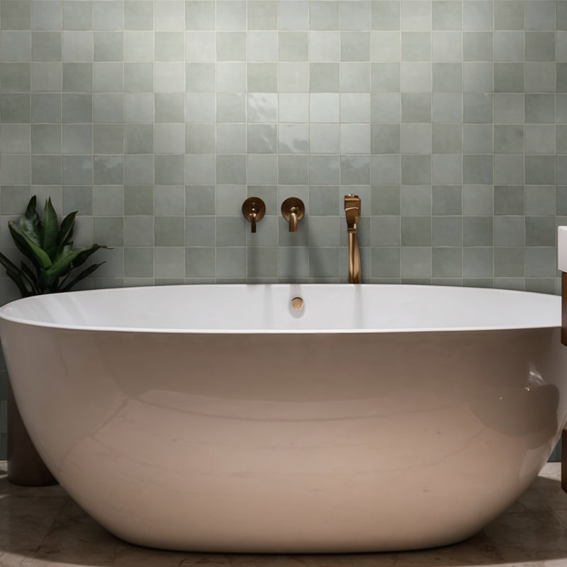 Renzo Glossy Ceramic Wall Tile, Jade
