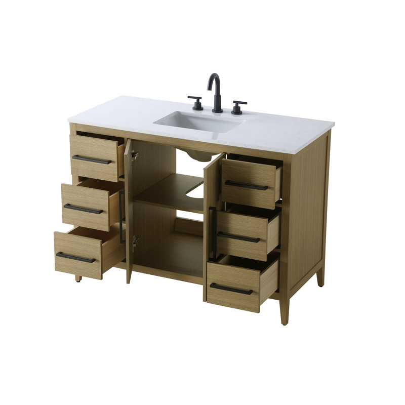 Meuble-lavabo simple 48 po, Brun miel
