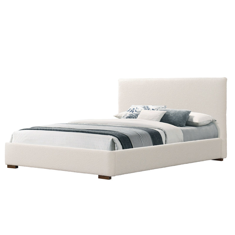 Bedwyr White Boucle Queen Bed, King